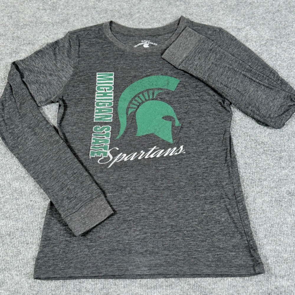 Colosseum Athletics Medium Michigan State Spartans LS T Shirt Heather Spiritwear
